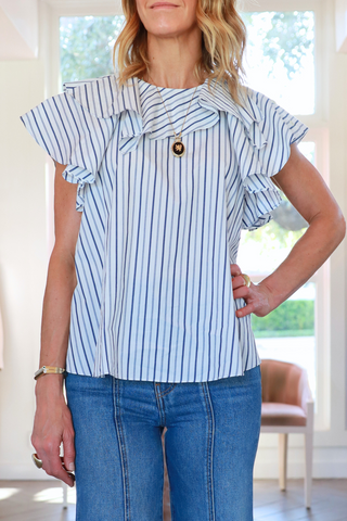 Amaia Sleeveless Top | Chalk Stripe