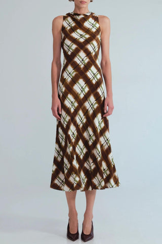 Crystal Midi Dress | Painted Plaid Brown