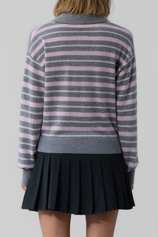 Collegiate Stripe Polo | Heather Grey Combo