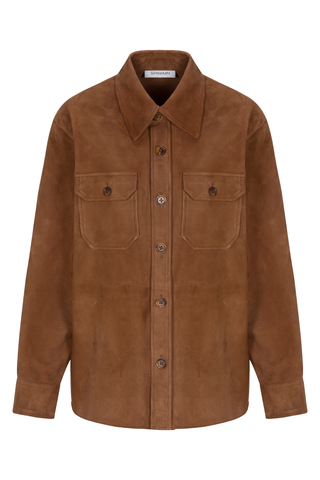 Suede Shacket | Dark Cognac