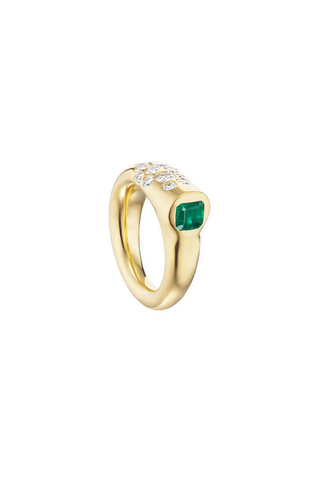 Pinky Battery Ring | Asscher Cut Emerald
