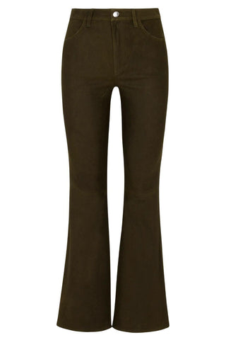 Suede 5 Pocket Micro Flare Pant | Loden