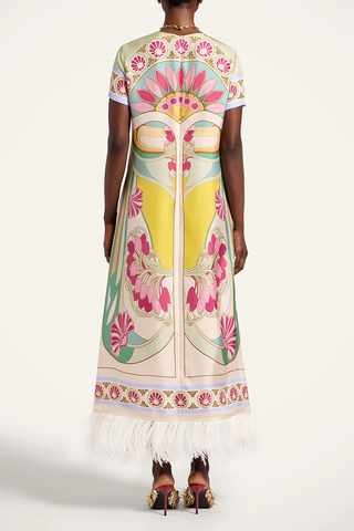 Swing Dress With Feathers | Tulip Placeé Green
