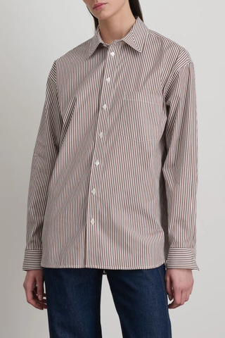 Nolan Shirt | Brown/White Stripe