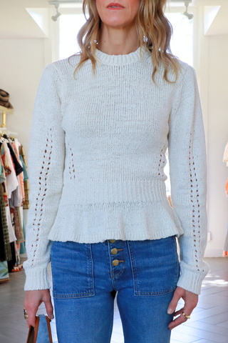 Aurelie Long Sleeve Peplum Pullover | Cowrie