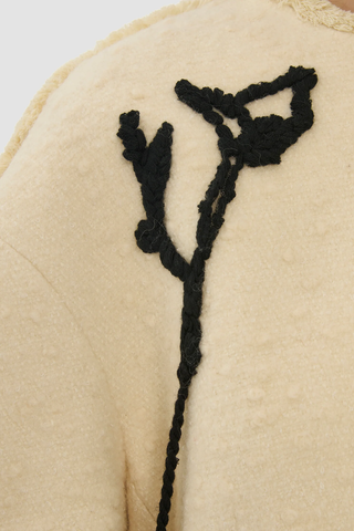 Embroidered Bouclé Cropped Jacket | Ivory