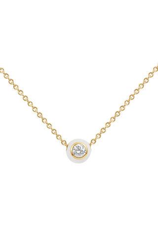 Audrey Pendant Necklace Small | White Enamel and Diamond