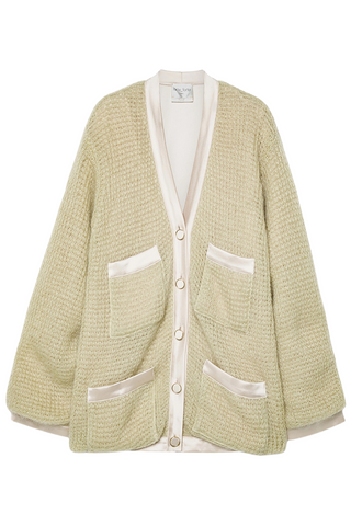 Satin Lined Mohair Waffle Cardigan | Lichene