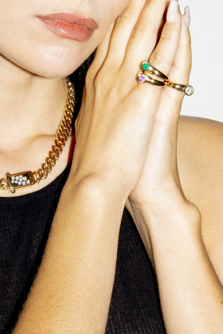 Pinky Battery Ring | Asscher Cut Emerald