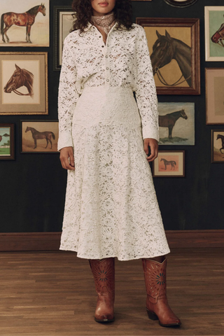 The Relic Lace Saddle Skirt | Cream