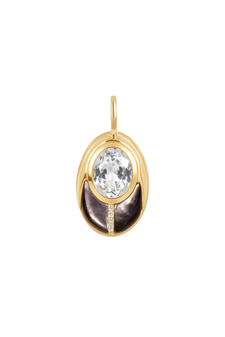 Lovebug Pendant | White Topaz and Black Mother of Pearl