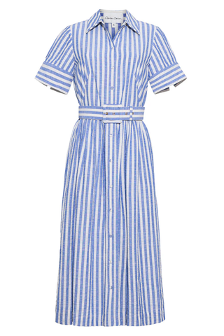 Malena Dress | Seersucker Blue Stripe Valentines Austin Malena Dress | Seersucker Blue Stripe Valentines Austin