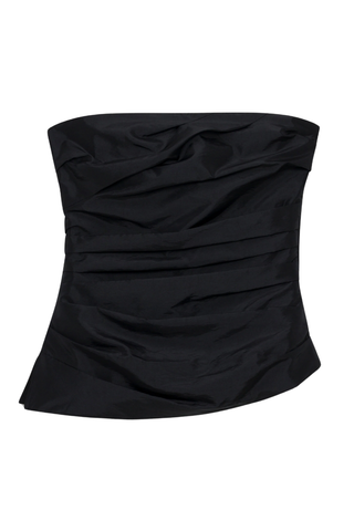 Emerson Ruched Taffeta Bustier Top | Black