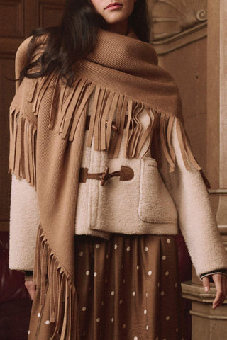 The Big Sweater Fringe Scarf | Camel
