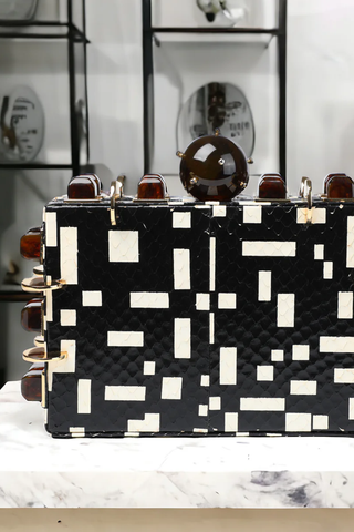 The Chest Clutch | Printed Snake White