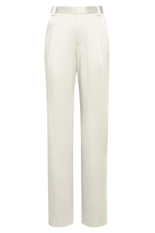 Satin Relaxed Pleated Pant | Cream