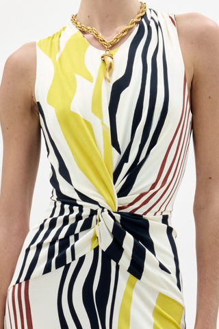 Luna Dress | Distorted Multi Color Stripes