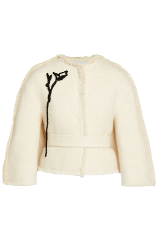 Embroidered Bouclé Cropped Jacket | Ivory