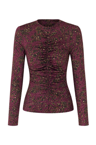 Asha Longsleeve Jersey Top | Claret Floral