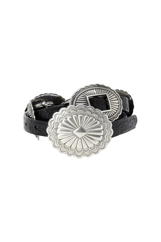 The Tooled Leather Concho Belt | Black With Silver