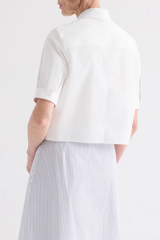 Short Lived Placket Shirt W/ Cherry Pleats | White