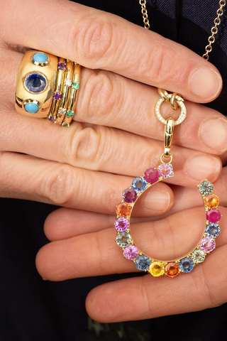 Large Horseshoe Charm | Rainbow Sapphire