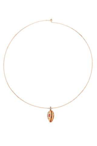 Petite Natural Cowry Shell | Oval Orange Sapphire