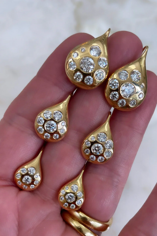 Small Petal Drop Earrings | Diamond Rounds