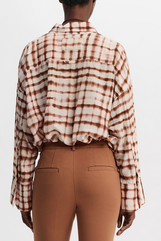 Checked Statement Blouse | Brown and Rose Check