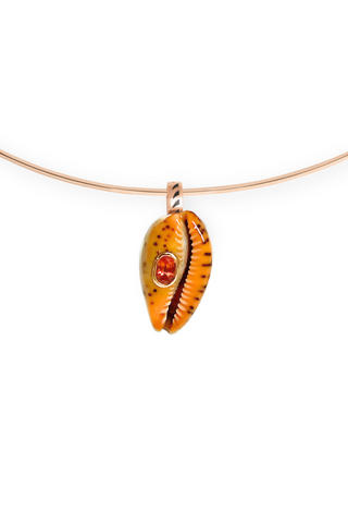 Petite Natural Cowry | Orange Sapphire