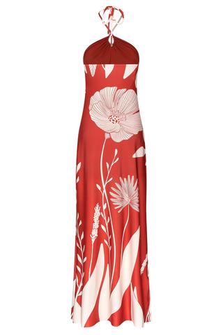 Entrelazada Dress | Red Floral Border
