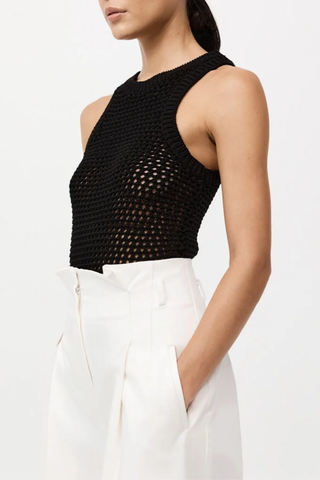 Cotton Crochet Tank | Black