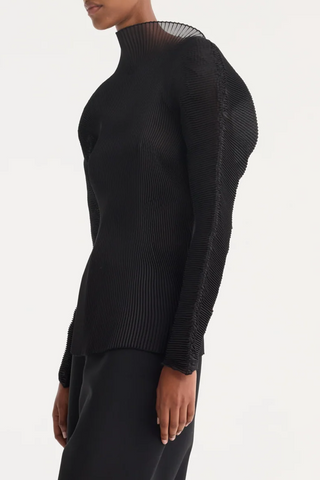 Sculptural Plissé Top | Black