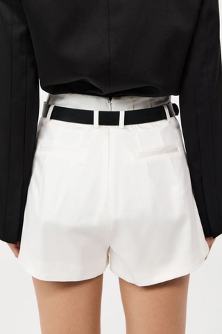 Cotton Paperbag Waist Shorts | Off White