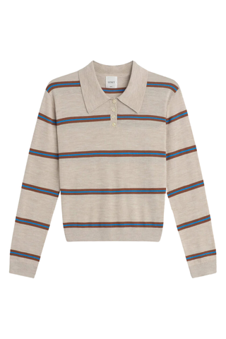 James Stripe Polo | Oatmeal Cobalt Stripe