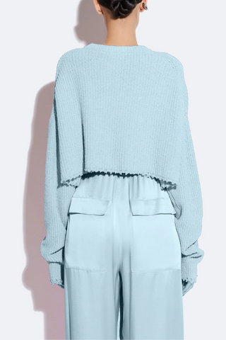 Textured Cotton Pullover | Soft Blue