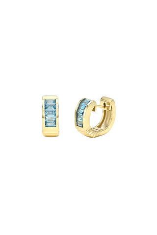 Classic Buckle Huggies | Aquamarine Baguette