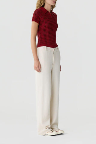 Shrunken Waffle Polo | Carmine/Burnt Cocoa