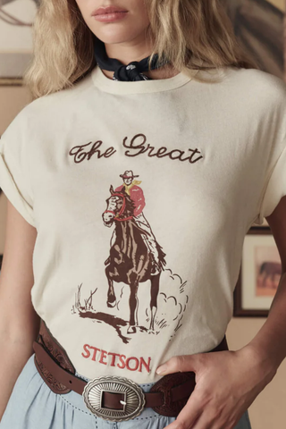 The Boxy Crew Stetson Graphic Tee | Washed White