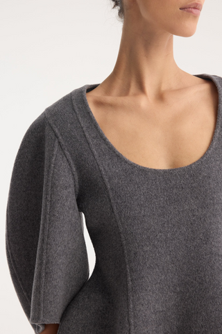 Sculptural Double-Faced Top | Mid Grey Melange