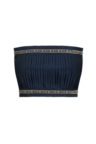 Flavia Iris Embroidery Top | Navy Blue
