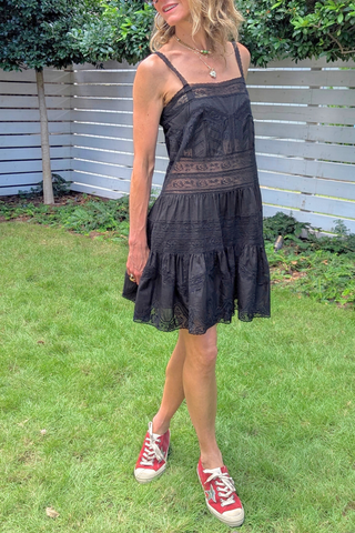 Halliday Lace Trim Short Dress | Black