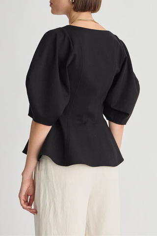 Bebe Ponte Peplum Top | Black