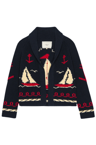 The Sailboat Lodge Cardigan | Dark Navy