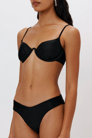 Aspen Satin Swimwear Bikini Top Black