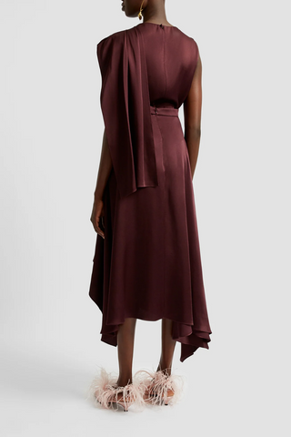 Asymmetric Drape Skirt | Elderberry