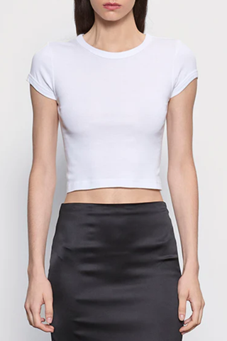 Supima Baby Rib Cropped Tee | White