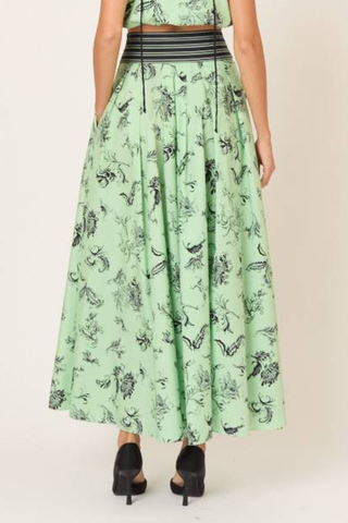 Tie Full Pleated Skirt | Sage