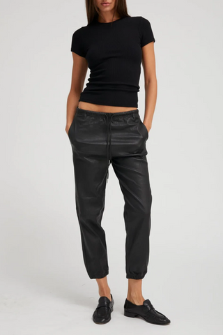 Leather Sweatpants | Black