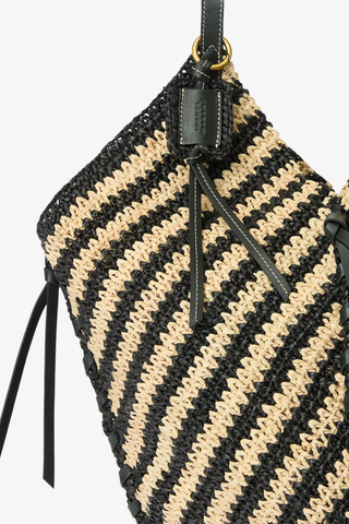 Tampa Raffia Handbag | Black/Natural